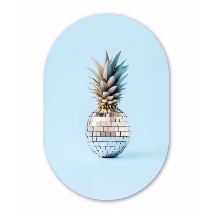 Muurovaal - Kunststof - Blauw - Ananas - Disco - Discobal — 1