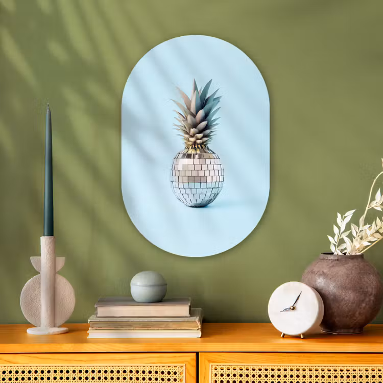 Muurovaal - Kunststof - Blauw - Ananas - Disco - Discobal — 2