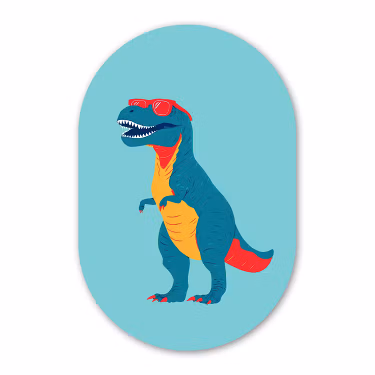 Muurovaal - Kunststof - Dinosaurus - Blauw - Zonnebril — 2