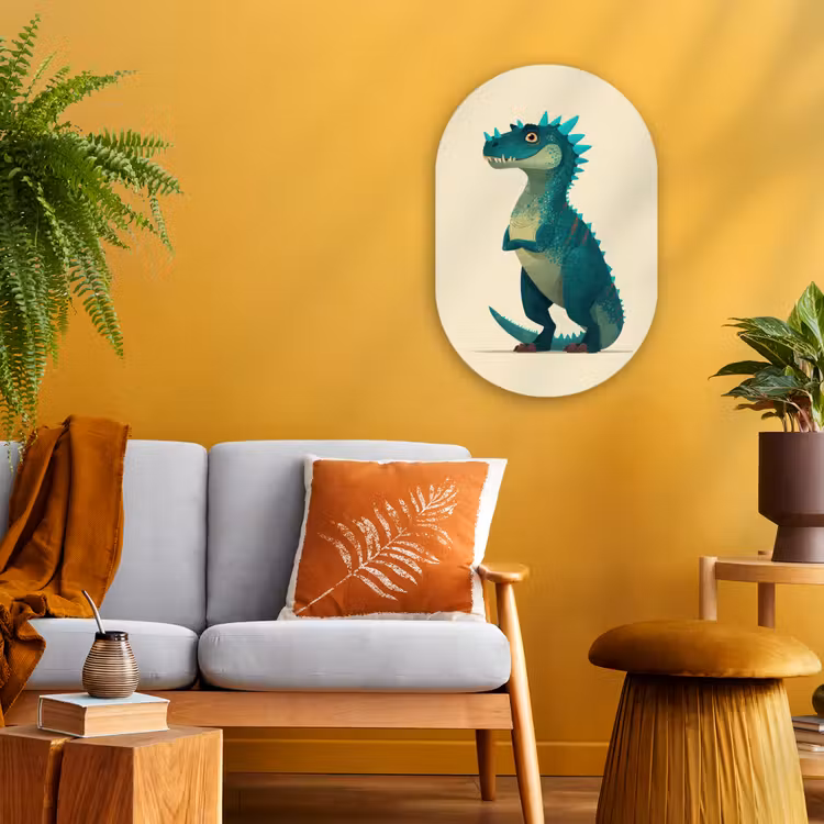 Muurovaal - Kunststof - Dinosaurus - Turquoise - Stekels — 1