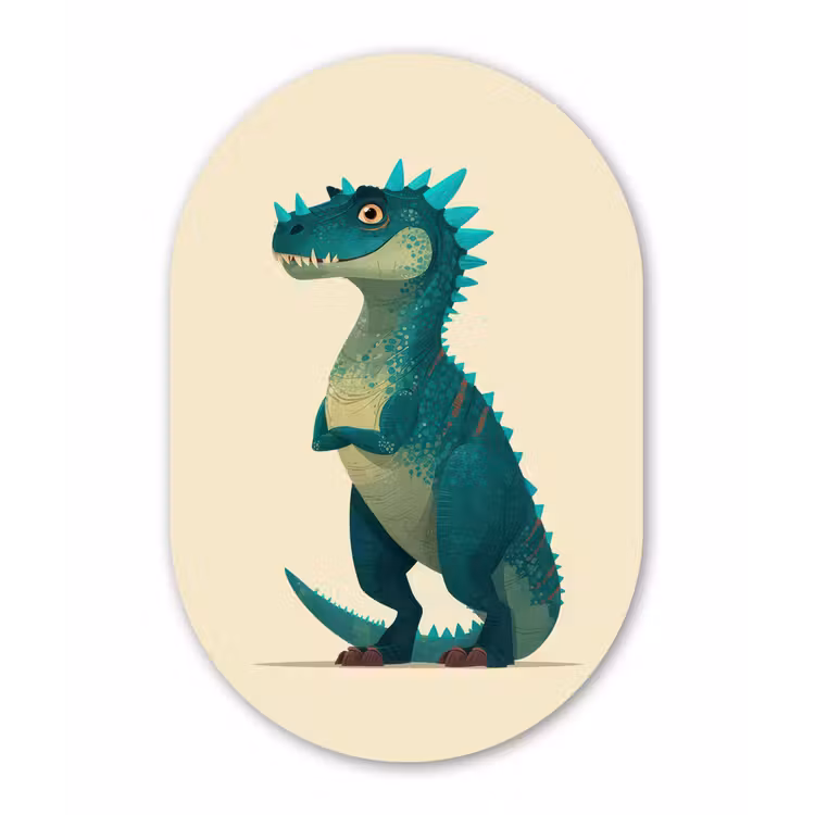 Muurovaal - Kunststof - Dinosaurus - Turquoise - Stekels — 2