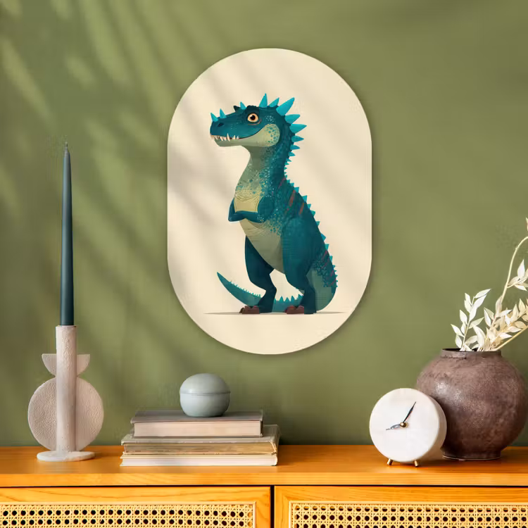 Muurovaal - Kunststof - Dinosaurus - Turquoise - Stekels — 3