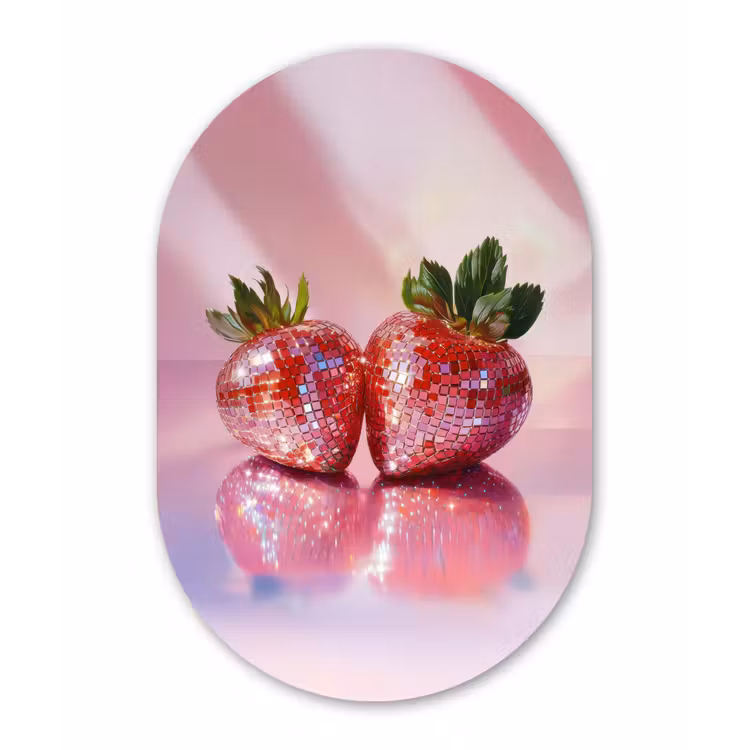 Muurovaal - Kunststof - Disco - Fruit - Glitter - Strawberry — 1