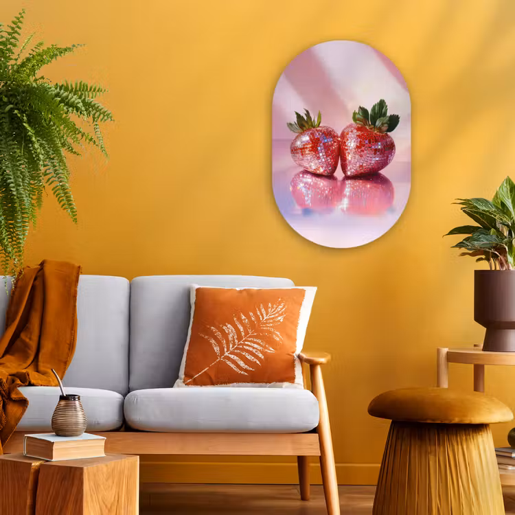 Muurovaal - Kunststof - Disco - Fruit - Glitter - Strawberry — 2