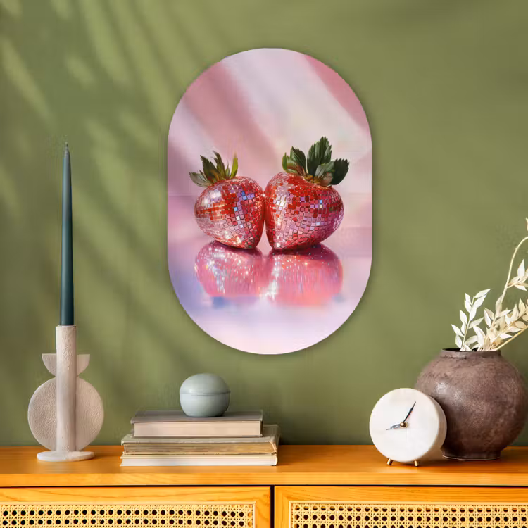 Muurovaal - Kunststof - Disco - Fruit - Glitter - Strawberry — 3