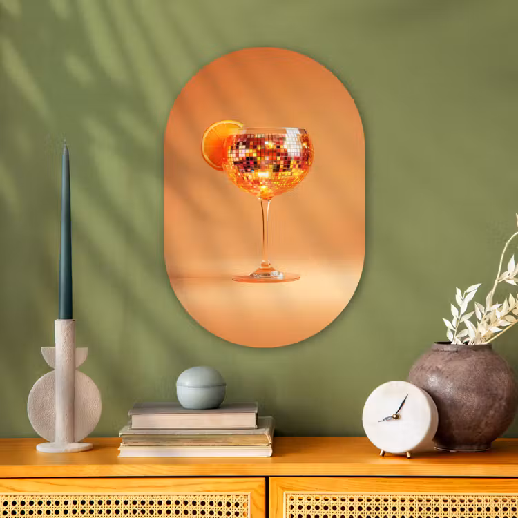 Muurovaal - Kunststof - Drank - Oranje - Glitter - Disco — 2