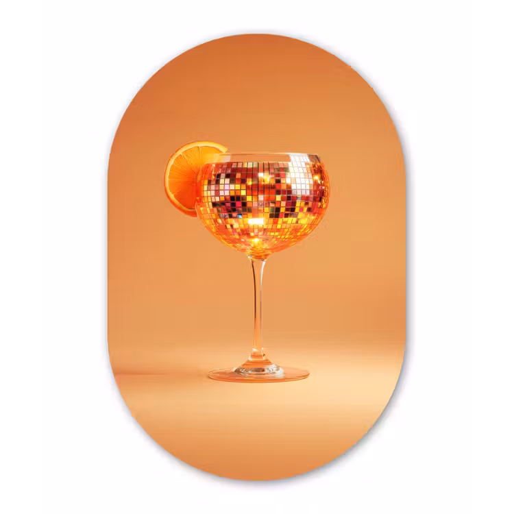 Muurovaal - Kunststof - Drank - Oranje - Glitter - Disco — 3