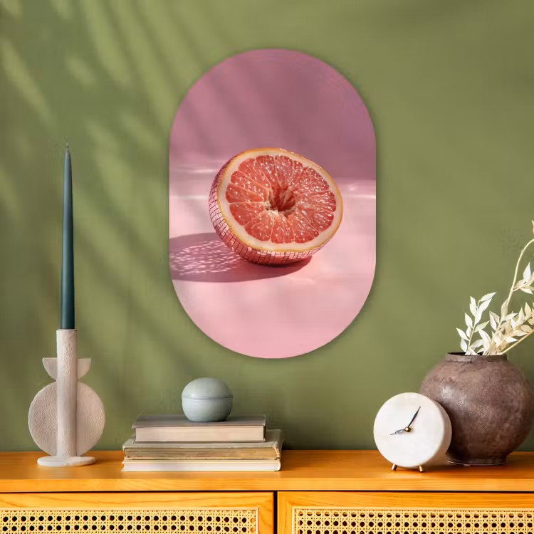 Muurovaal - Kunststof - Grapefruit - Roze - Disco - Shiny — 2