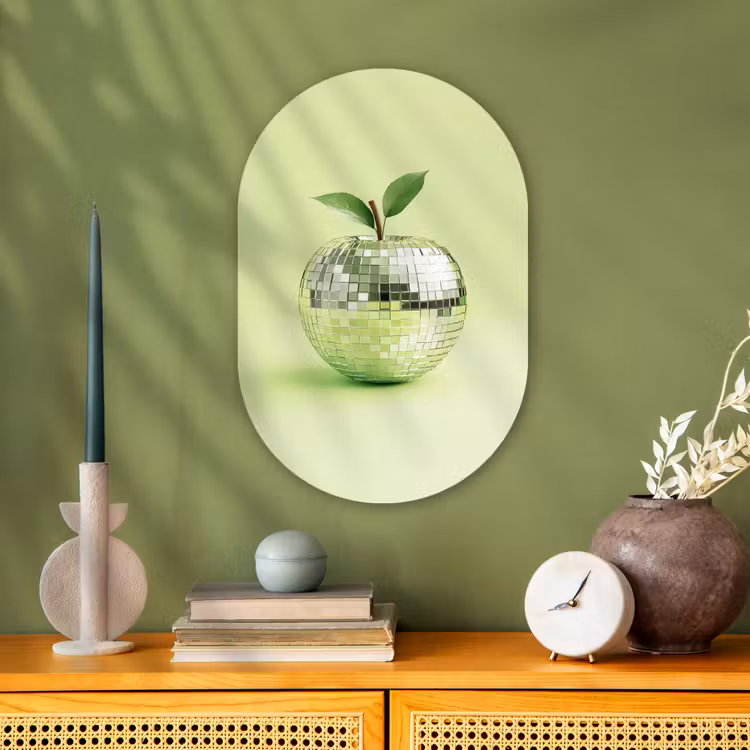Muurovaal - Kunststof - Groen - Disco - Decoratie - Appel — 1