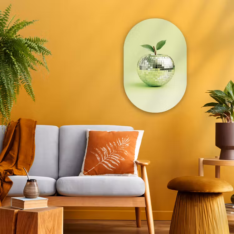 Muurovaal - Kunststof - Groen - Disco - Decoratie - Appel — 3