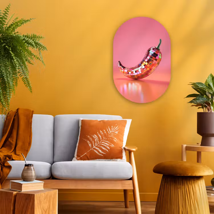 Muurovaal - Kunststof - Peper - Disco - Rood - Glitter — 2