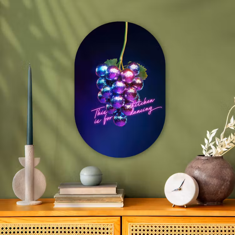 Muurovaal - Kunststof - Quote - Neon - Disco - Druiven — 1