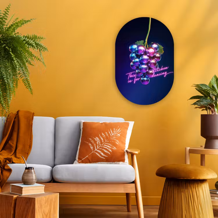 Muurovaal - Kunststof - Quote - Neon - Disco - Druiven — 2