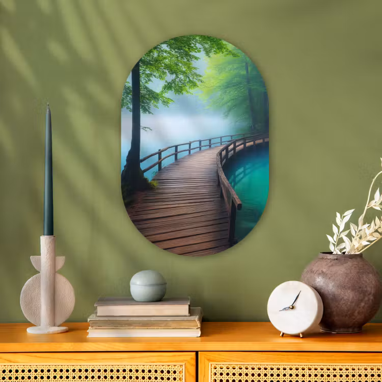 Muurovaal - Kunststof - Brug - Water - Rivier - Bos — 2