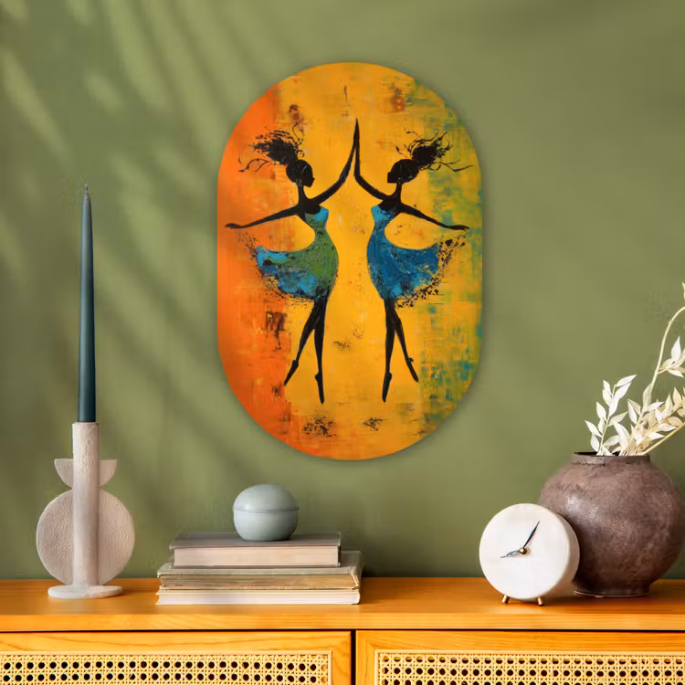 Muurovaal - Kunststof - Dansen - Vrouwen - Verfstructuur — 2