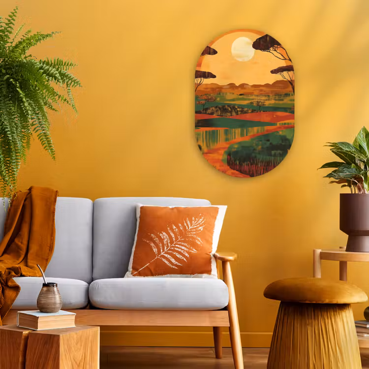 Muurovaal - Kunststof - Landschap - Afrikaans - Zon — 1