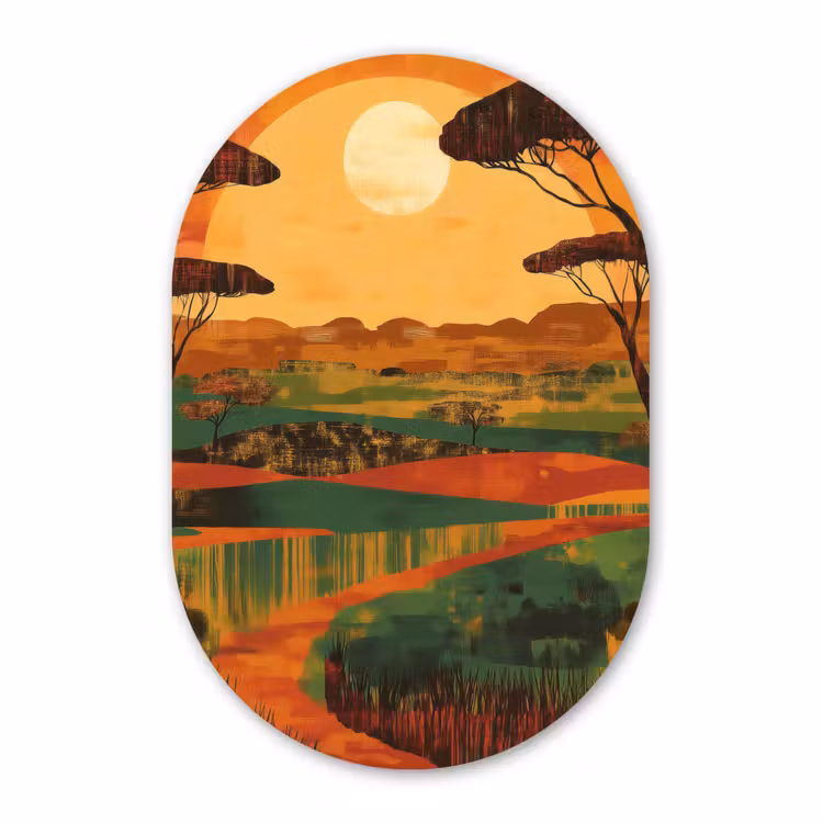 Muurovaal - Kunststof - Landschap - Afrikaans - Zon — 2