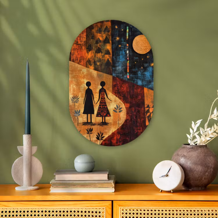 Muurovaal - Kunststof - Silhouetten - Abstract - Zon - Maan — 3