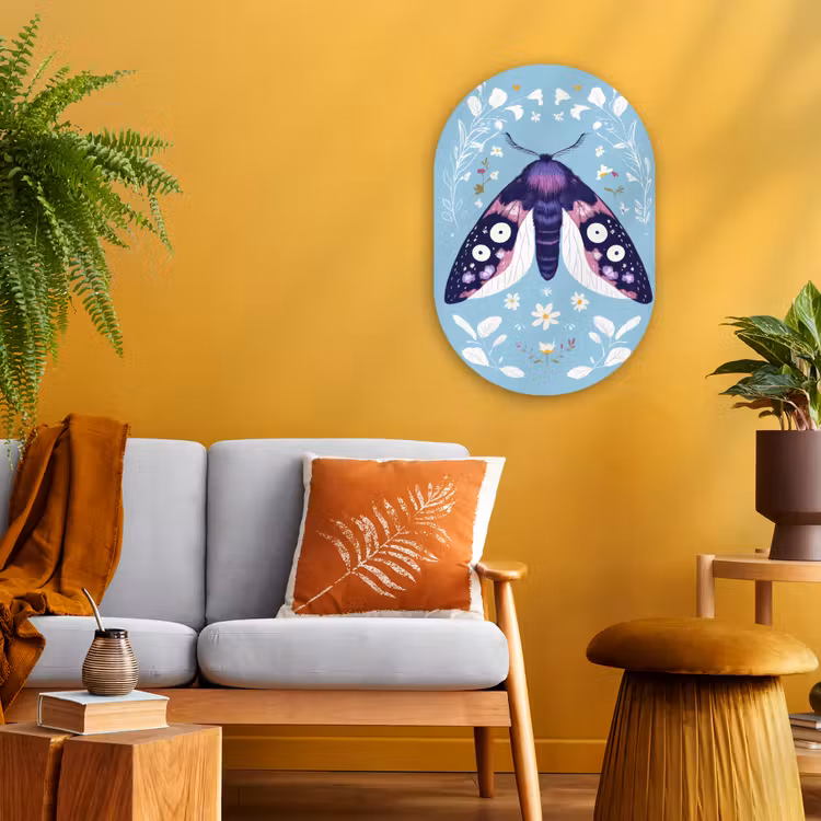 Muurovaal - Kunststof - Bladeren - Wit - Vlinder - Insect — 1