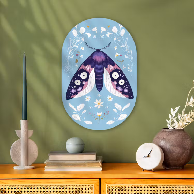 Muurovaal - Kunststof - Bladeren - Wit - Vlinder - Insect — 3