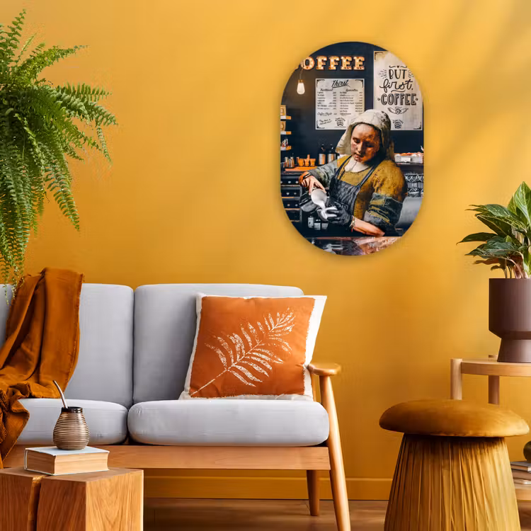 Muurovaal - Kunststof - Melkmeisje - Barista - Koffie - Vintage - Kunst - Abstract - Schilderij - Oude meesters — 2