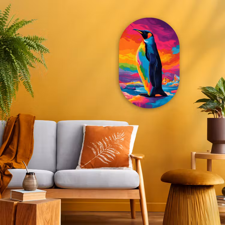 Muurovaal - Kunststof - Ijsschots - Pinguïn - Abstract - Lucht — 1