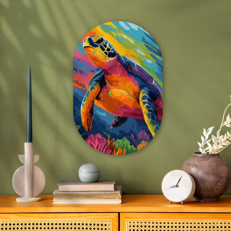 Muurovaal - Kunststof - Koraal - Schildpad - Abstract - Water — 2