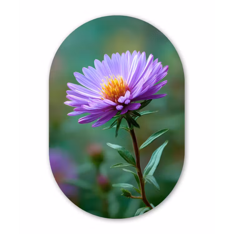 Muurovaal - Kunststof - Aster - Paars - Bloem - Blaadjes — 3