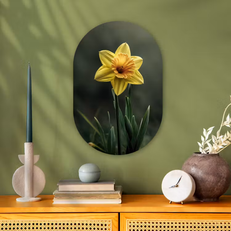 Muurovaal - Kunststof - Bloem - Narcis - Gras - Geel — 1