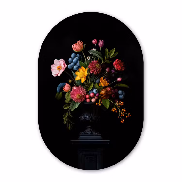 Muurovaal - Kunststof - Bloemen - Vrolijk - Vaas — 2