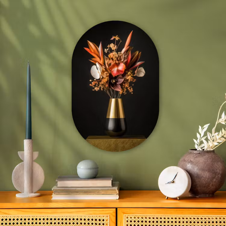 Muurovaal - Kunststof - Exotisch - Boeket - Vaas - Goud — 2
