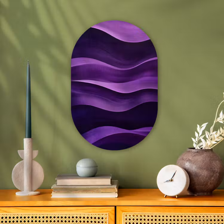 Muurovaal - Kunststof - Golven - Abstract - Paars — 2
