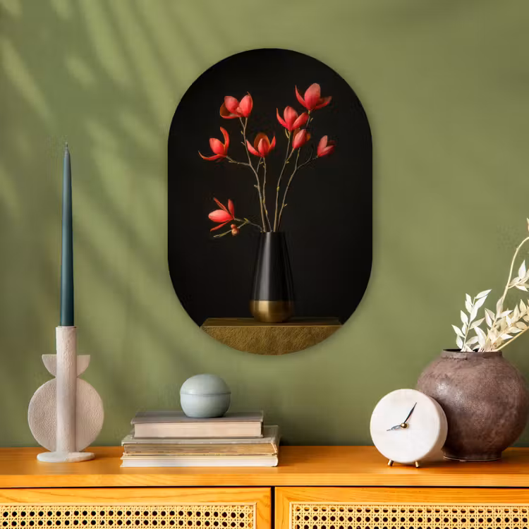 Muurovaal - Kunststof - Rode - Bloemen - Vaas — 3