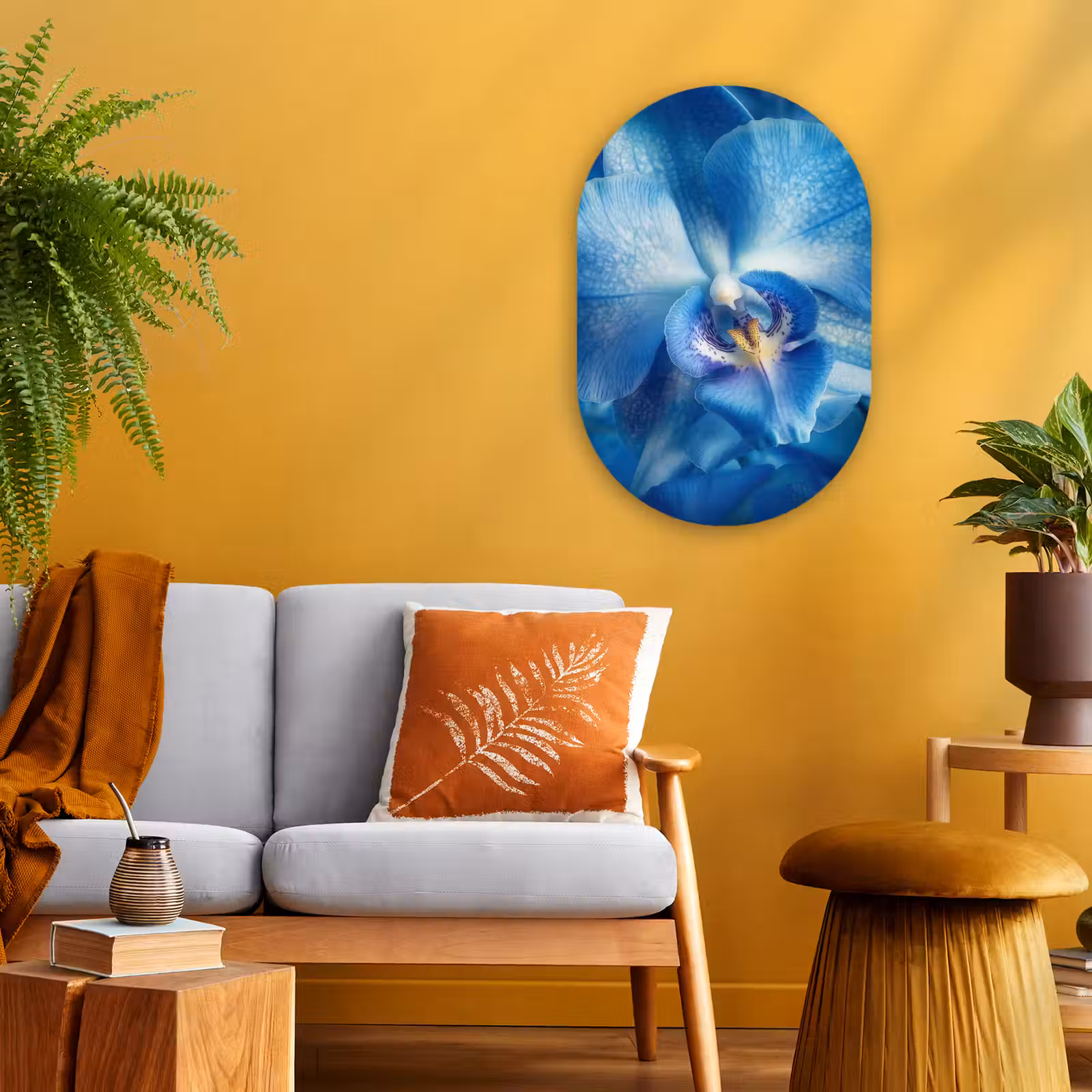 Muurovaal - Kunststof - Blauw - Orchidee - Elegeant — 1