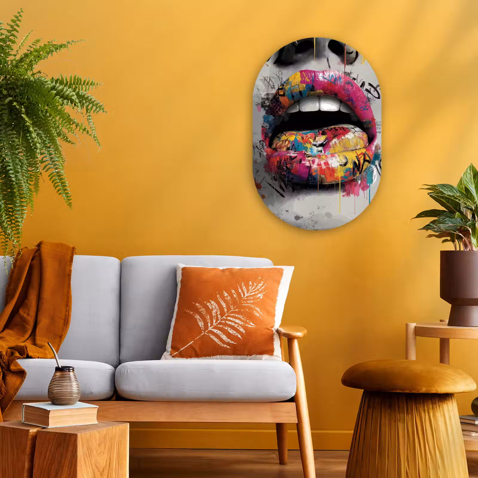 Muurovaal - Kunststof - Lippen - Graffiti - Expressief — 1