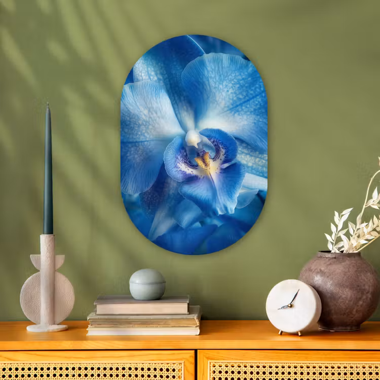 Muurovaal - Kunststof - Blauw - Orchidee - Elegeant — 2