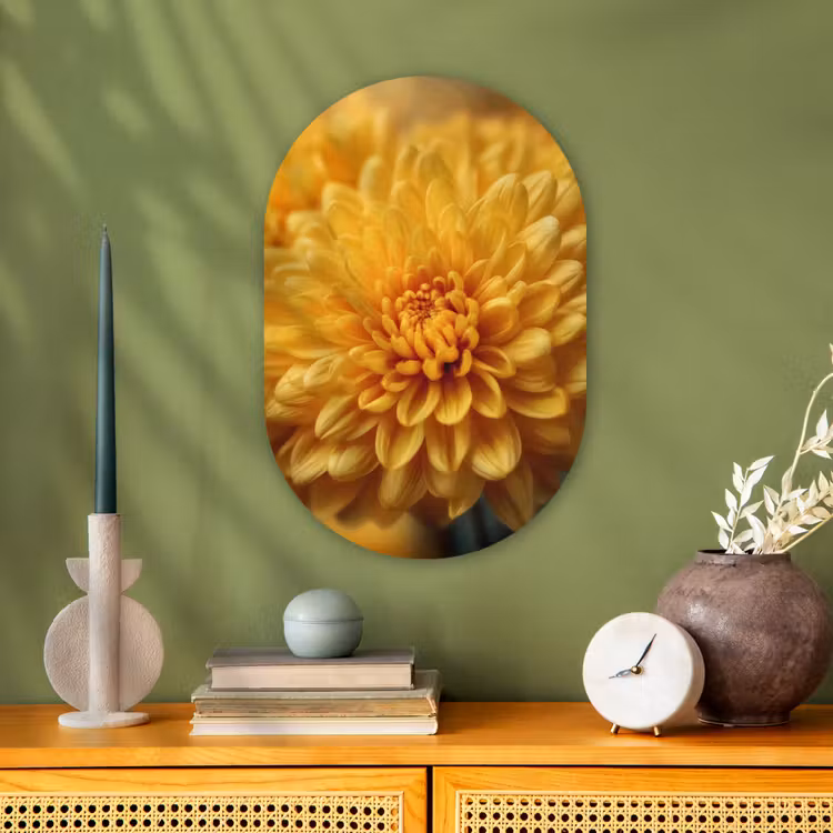 Muurovaal - Kunststof - Geel - Chrysant - Zachtheid — 2