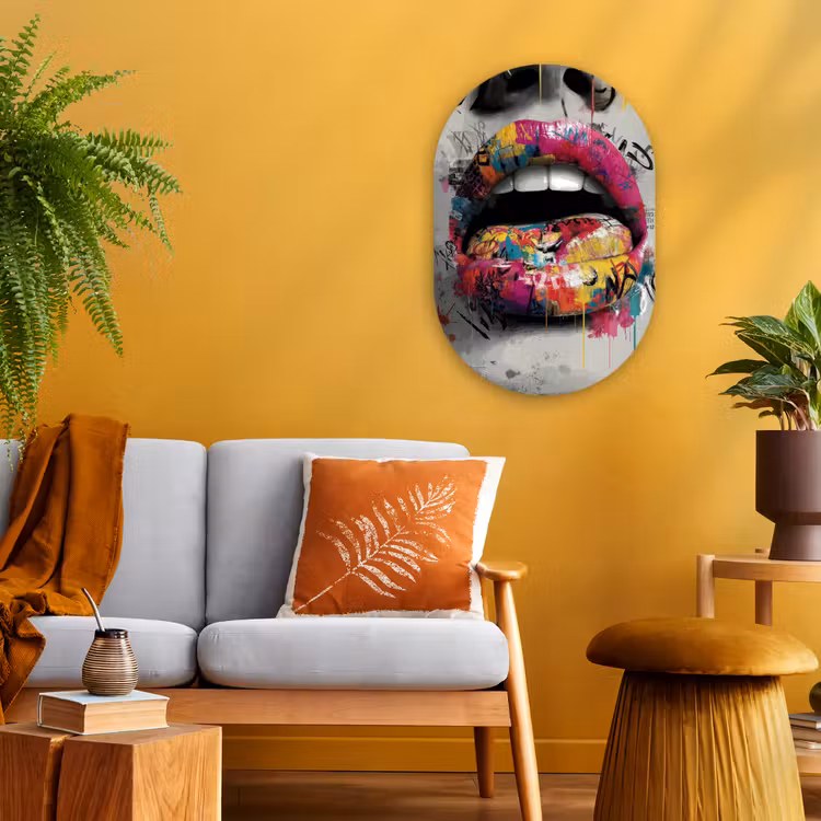 Muurovaal - Kunststof - Lippen - Graffiti - Expressief — 1
