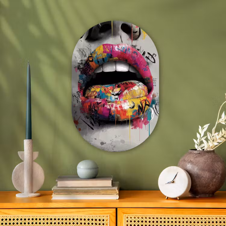 Muurovaal - Kunststof - Lippen - Graffiti - Expressief — 2