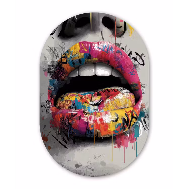 Muurovaal - Kunststof - Lippen - Graffiti - Expressief — 3