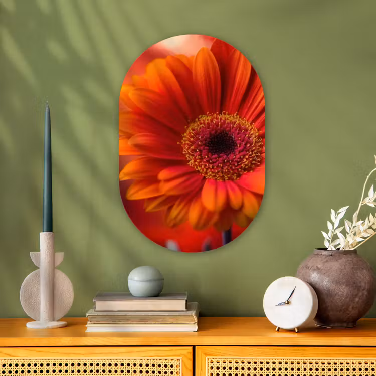 Muurovaal - Kunststof - Oranje - Gerbera - Intens — 2
