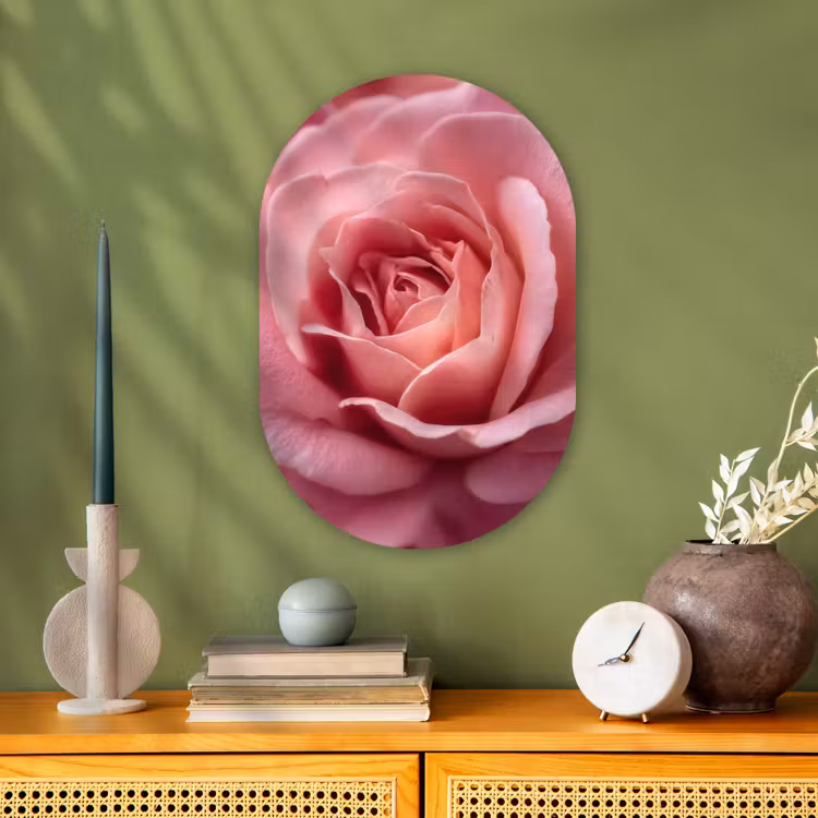 Muurovaal - Kunststof - Roze - Roos - Romantisch — 2