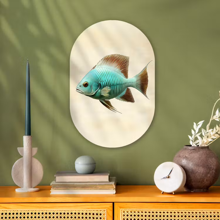 Muurovaal - Kunststof - Schubben - Vis - Mint - Minimalistisch — 3