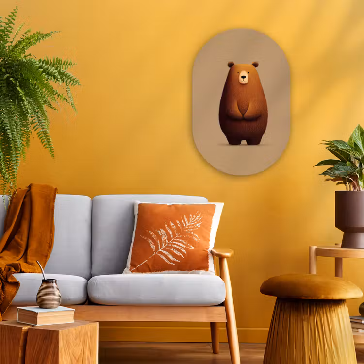 Muurovaal - Kunststof - Beer - Minimalistisch - Bruin — 3