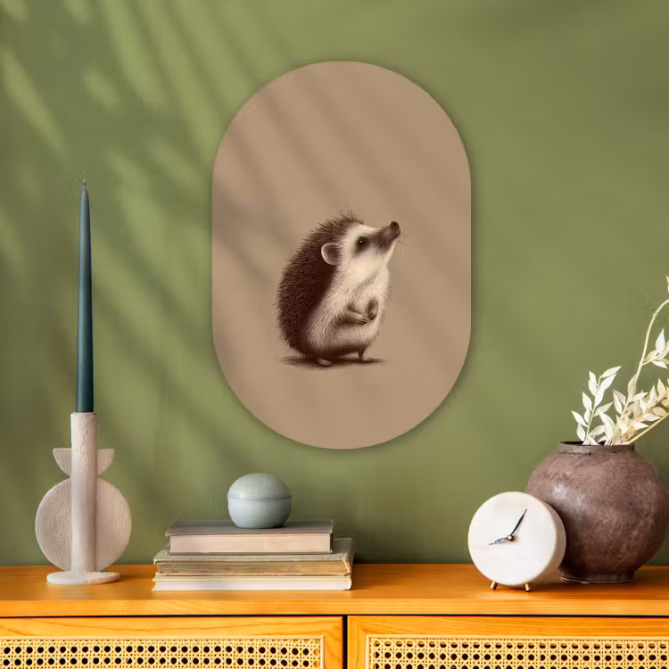 Muurovaal - Kunststof - Egel - Snuitje - Bruin - Stekels — 2