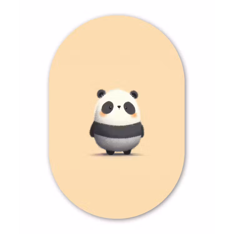 Muurovaal - Kunststof - Panda - Beige - Minimalistisch — 3