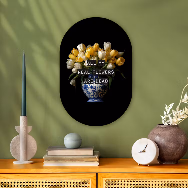 Muurovaal - Kunststof - Quotes - Bloem - Tulp - Geel — 1