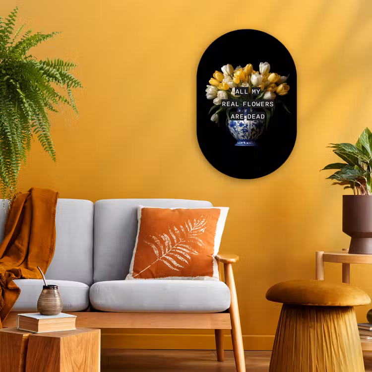 Muurovaal - Kunststof - Quotes - Bloem - Tulp - Geel — 2