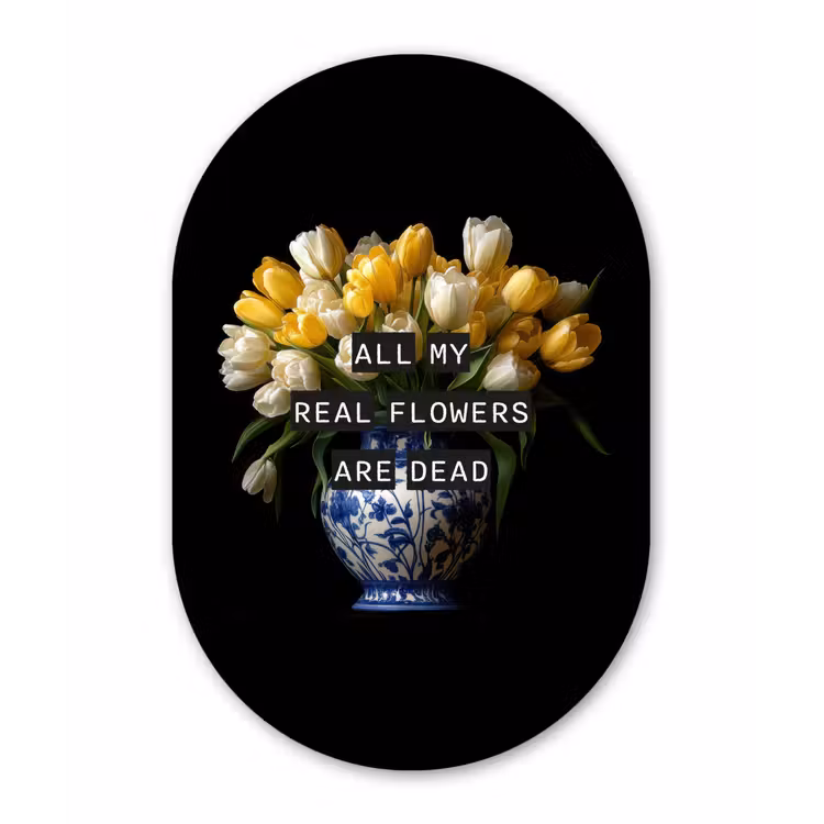 Muurovaal - Kunststof - Quotes - Bloem - Tulp - Geel — 3