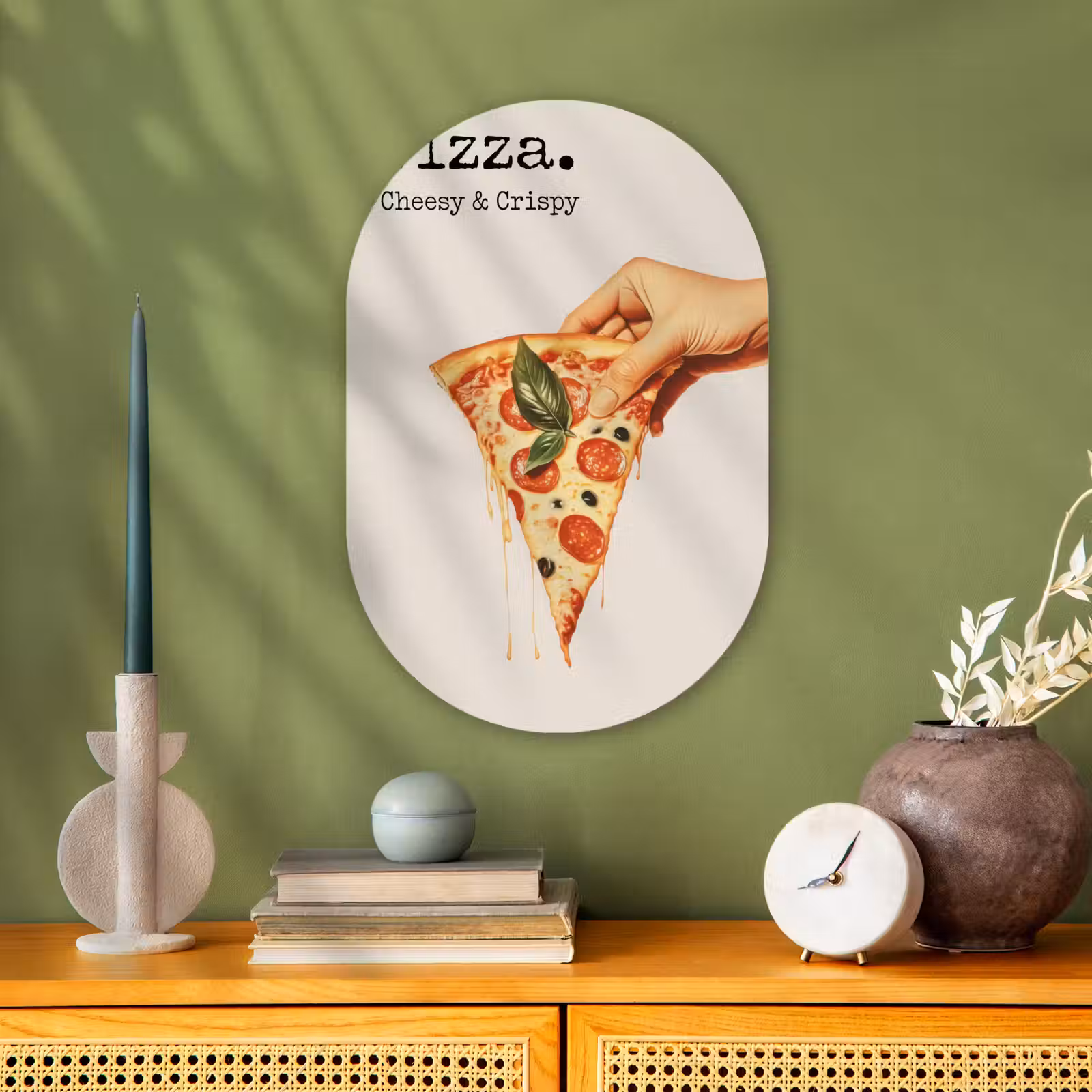 Muurovaal - Kunststof - Pizza - Kaas - Pepperoni — 1